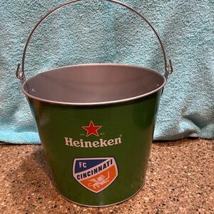 Heineken Beer Green Metal Pail Ice Bucket Galvanized with Handle /FC Cincinnati